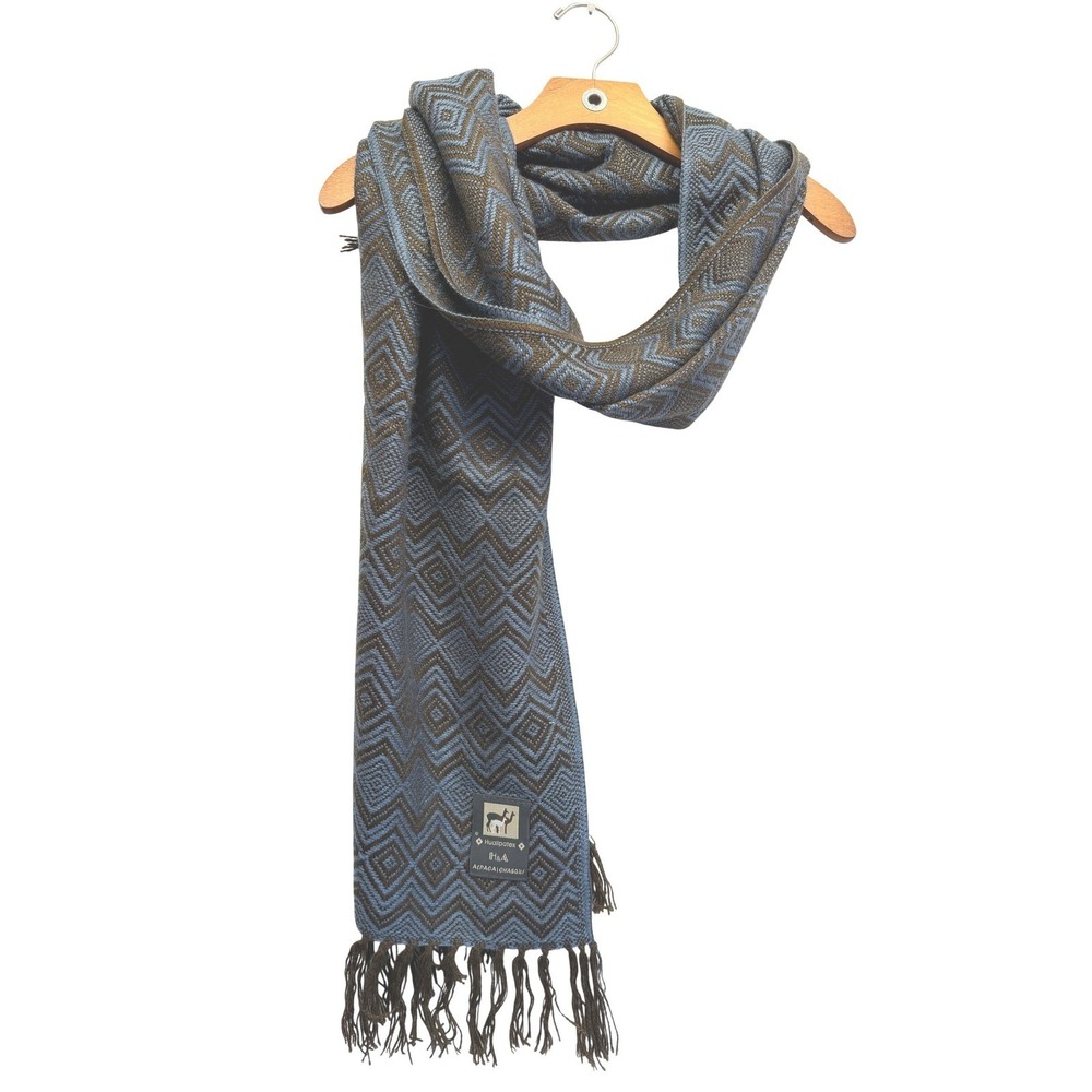 Huallpatex Alpaca Brown Blue Scarf 19X68 GORGEOUS and‎ soft